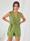Ολόσωμο σορτς με παγιέτες - Πράσινο - thefashionproject.gr - The Fashion Project