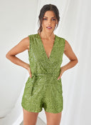 Ολόσωμο σορτς με παγιέτες - Πράσινο - thefashionproject.gr - The Fashion Project