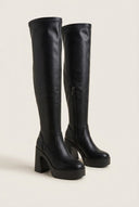 Refresh - Over The Knee Boots Block Heel - Black Matte