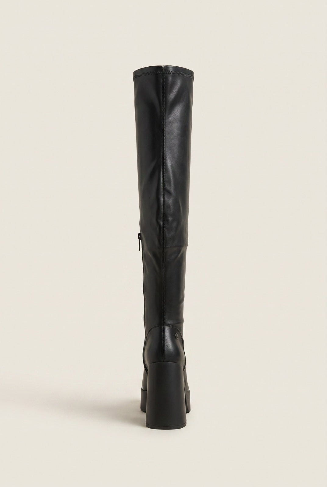 Refresh - Over The Knee Boots Block Heel - Black Matte