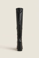 Refresh - Over The Knee Boots Block Heel - Black Matte