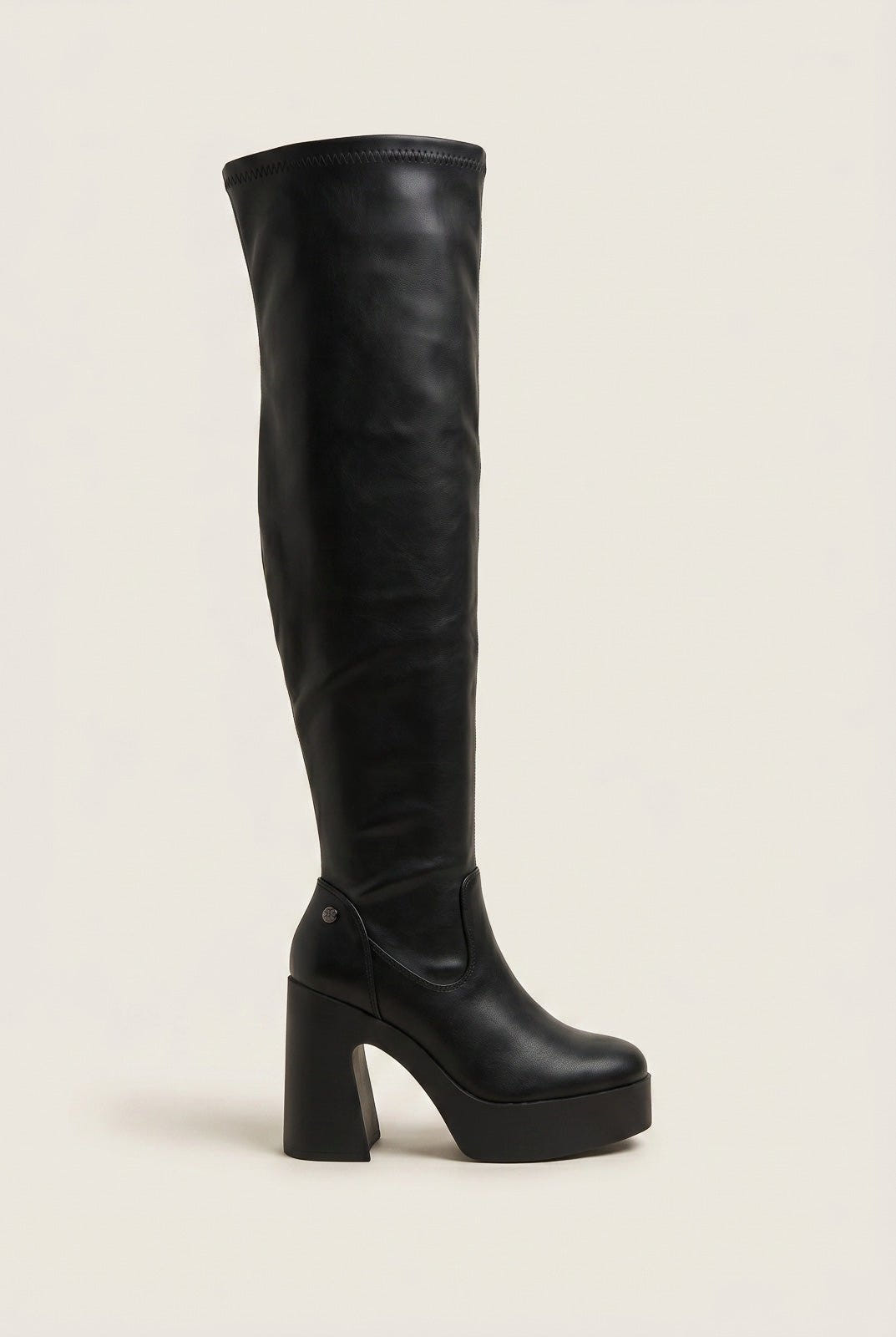 Refresh - Over The Knee Boots Block Heel - Black Matte