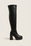 Refresh - Over The Knee Boots Block Heel - Black Matte