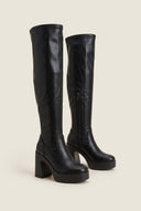 Refresh - Over The Knee Boots Block Heel - Black Matte
