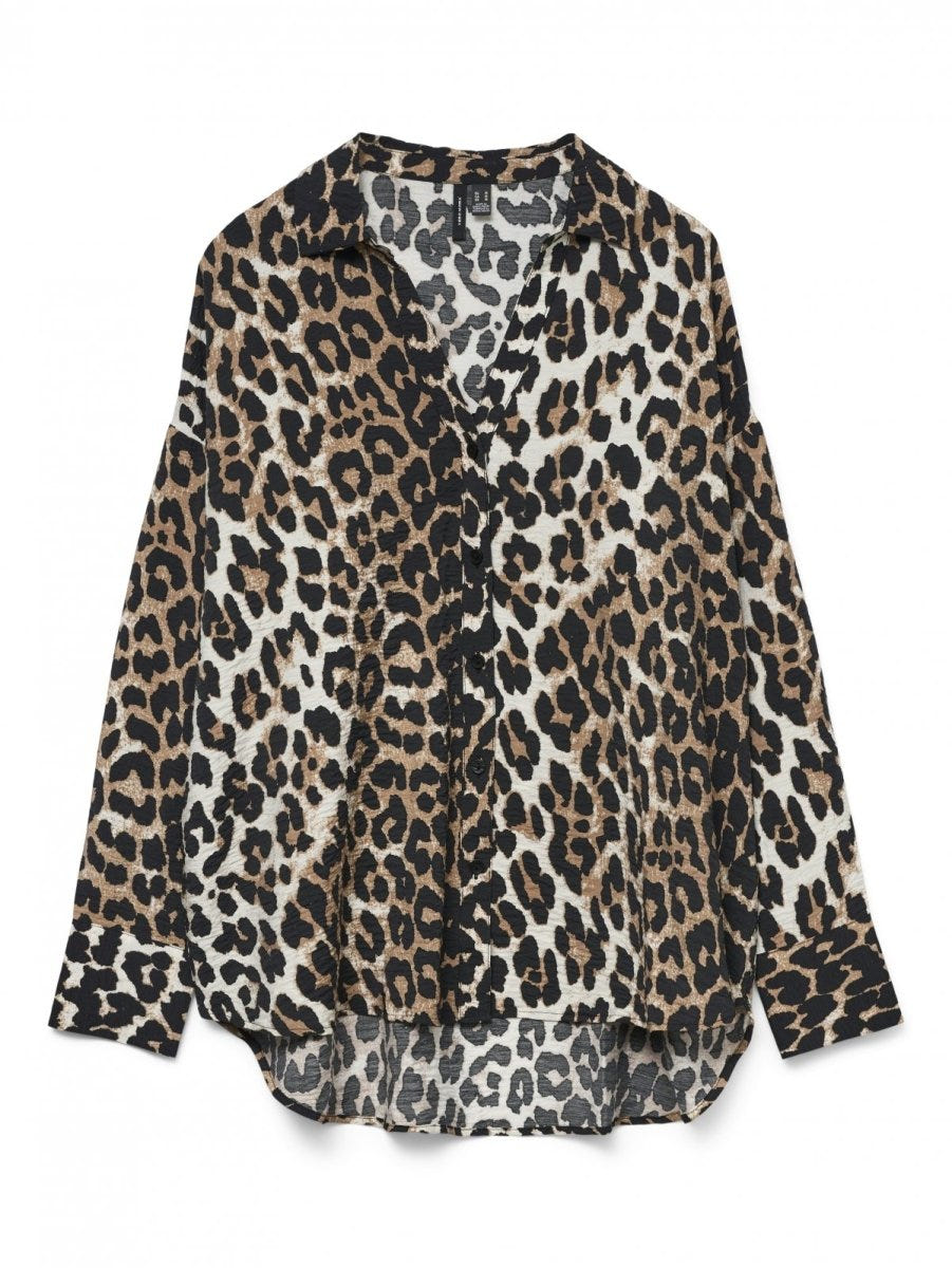 Oversize πουκάμισο με print Vero Moda 10315150 - Leopard - thefashionproject.gr - VERO MODA