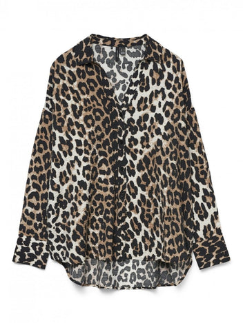 Oversize πουκάμισο με print Vero Moda 10315150 - Leopard - thefashionproject.gr - VERO MODA