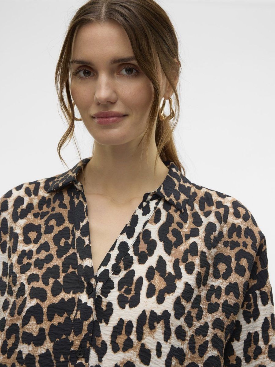 Oversize πουκάμισο με print Vero Moda 10315150 - Leopard - thefashionproject.gr - VERO MODA