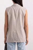 The Fashion Project - Oversized Vest Button Closure - Taupe