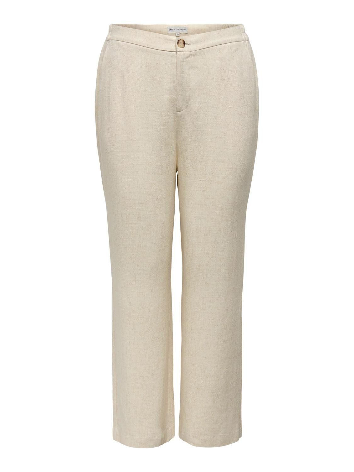 Παντελόνα λινή ψηλόμεση plus size CARMAKOMA 15319370 - Ζαχαρί - thefashionproject.gr - CARMAKOMA