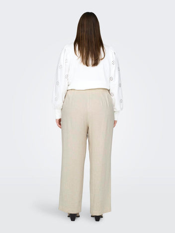 Παντελόνα λινή ψηλόμεση plus size CARMAKOMA 15319370 - Ζαχαρί - thefashionproject.gr - CARMAKOMA