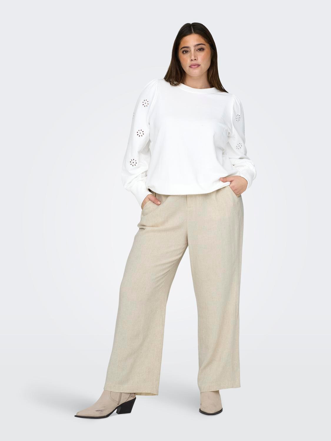 Παντελόνα λινή ψηλόμεση plus size CARMAKOMA 15319370 - Ζαχαρί - thefashionproject.gr - CARMAKOMA