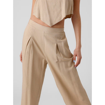 Παντελόνα με λινό Vero Moda 10282493 - Κάμελ - thefashionproject.gr - VERO MODA