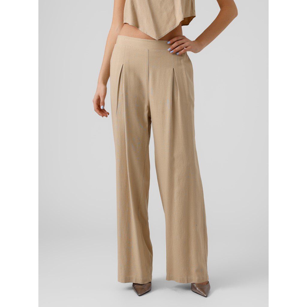 Παντελόνα με λινό Vero Moda 10282493 - Κάμελ - thefashionproject.gr - VERO MODA
