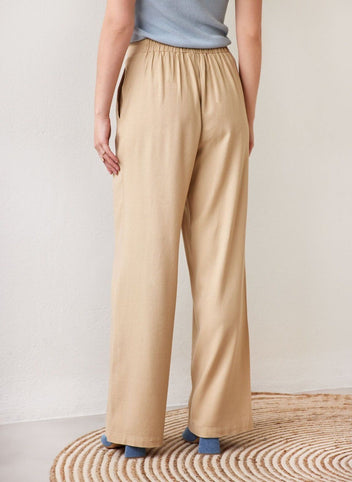 Παντελόνα με λινό Vero Moda 10282493 - Κάμελ - thefashionproject.gr - VERO MODA
