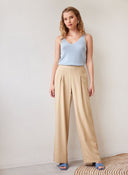 Παντελόνα με λινό Vero Moda 10282493 - Κάμελ - thefashionproject.gr - VERO MODA