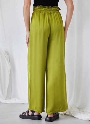 Παντελόνα σατέν με print στη μέση - Lime - thefashionproject.gr - The Fashion Project