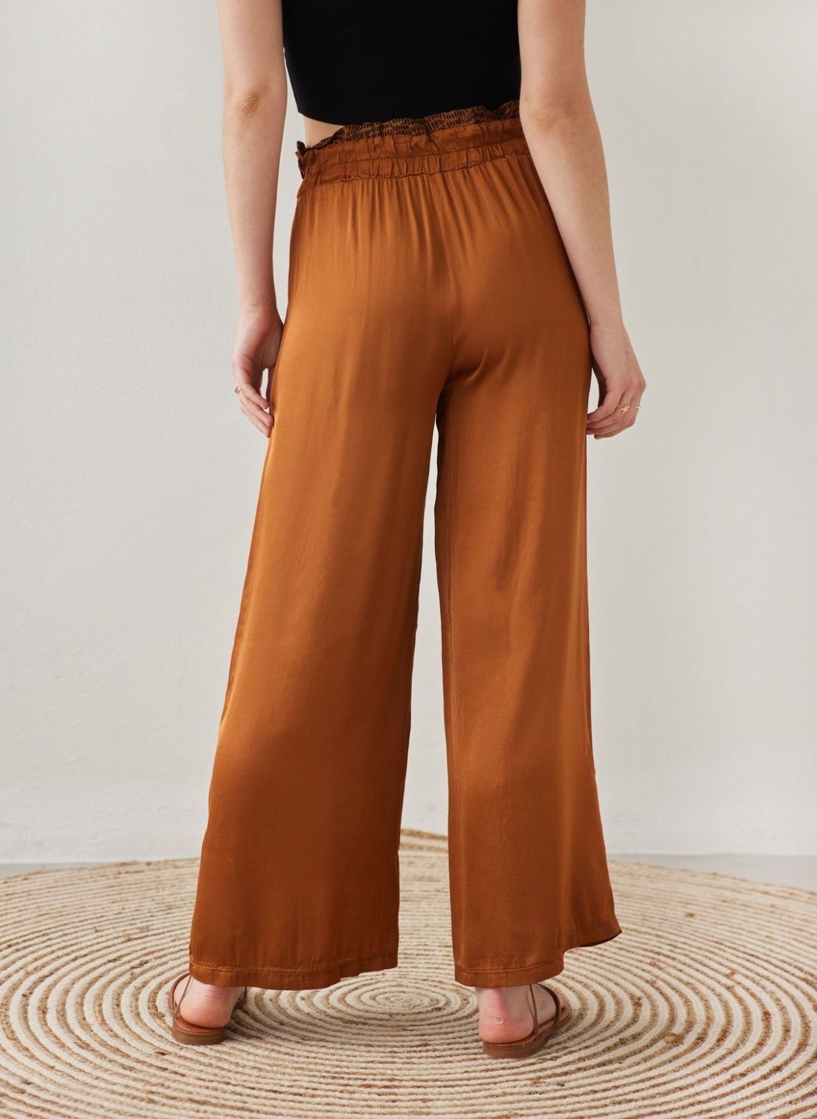 Παντελόνα σατέν με print στη μέση - Ταμπά - thefashionproject.gr - The Fashion Project