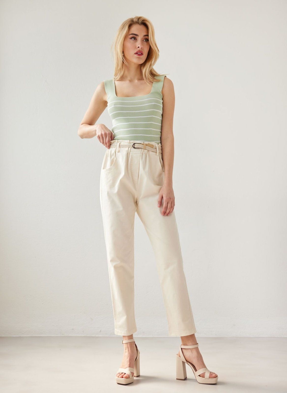 Παντελόνι chino με ζώνη - Ζαχαρί - thefashionproject.gr - The Fashion Project