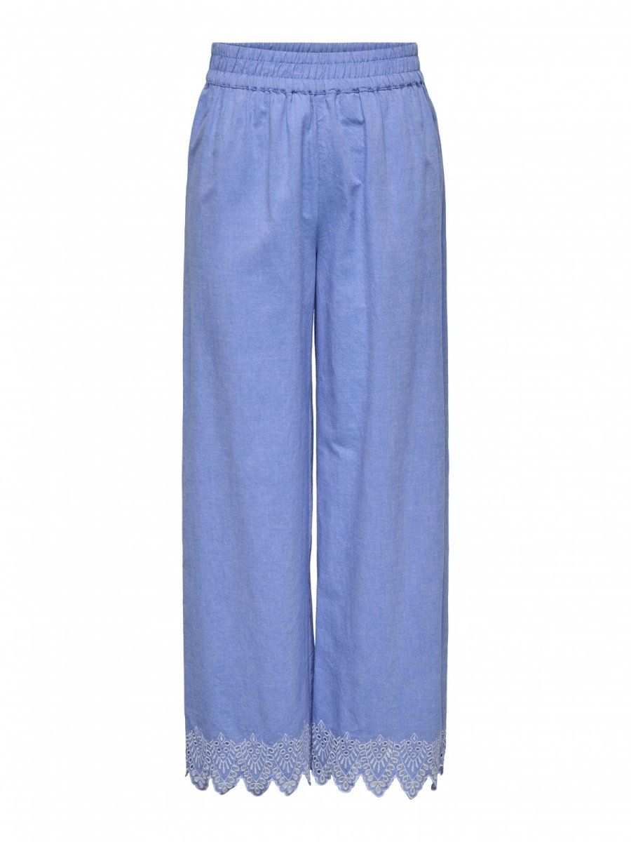 Παντελόνι με δαντέλα κιπούρ ONLY 15343184 - Γαλάζιο - thefashionproject.gr - ONLY