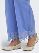 Παντελόνι με δαντέλα κιπούρ ONLY 15343184 - Γαλάζιο - thefashionproject.gr - ONLY