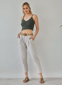 Παντελόνι με λινό με ζώνη - Ζαχαρί - thefashionproject.gr - The Fashion Project