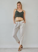 Παντελόνι με λινό με ζώνη - Ζαχαρί - thefashionproject.gr - The Fashion Project