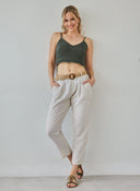 Παντελόνι με λινό με ζώνη - Ζαχαρί - thefashionproject.gr - The Fashion Project