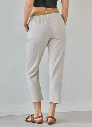 Παντελόνι με λινό με ζώνη - Ζαχαρί - thefashionproject.gr - The Fashion Project