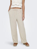 Παντελόνι με λινό ONLY 15322263 - Μπεζ - thefashionproject.gr - ONLY