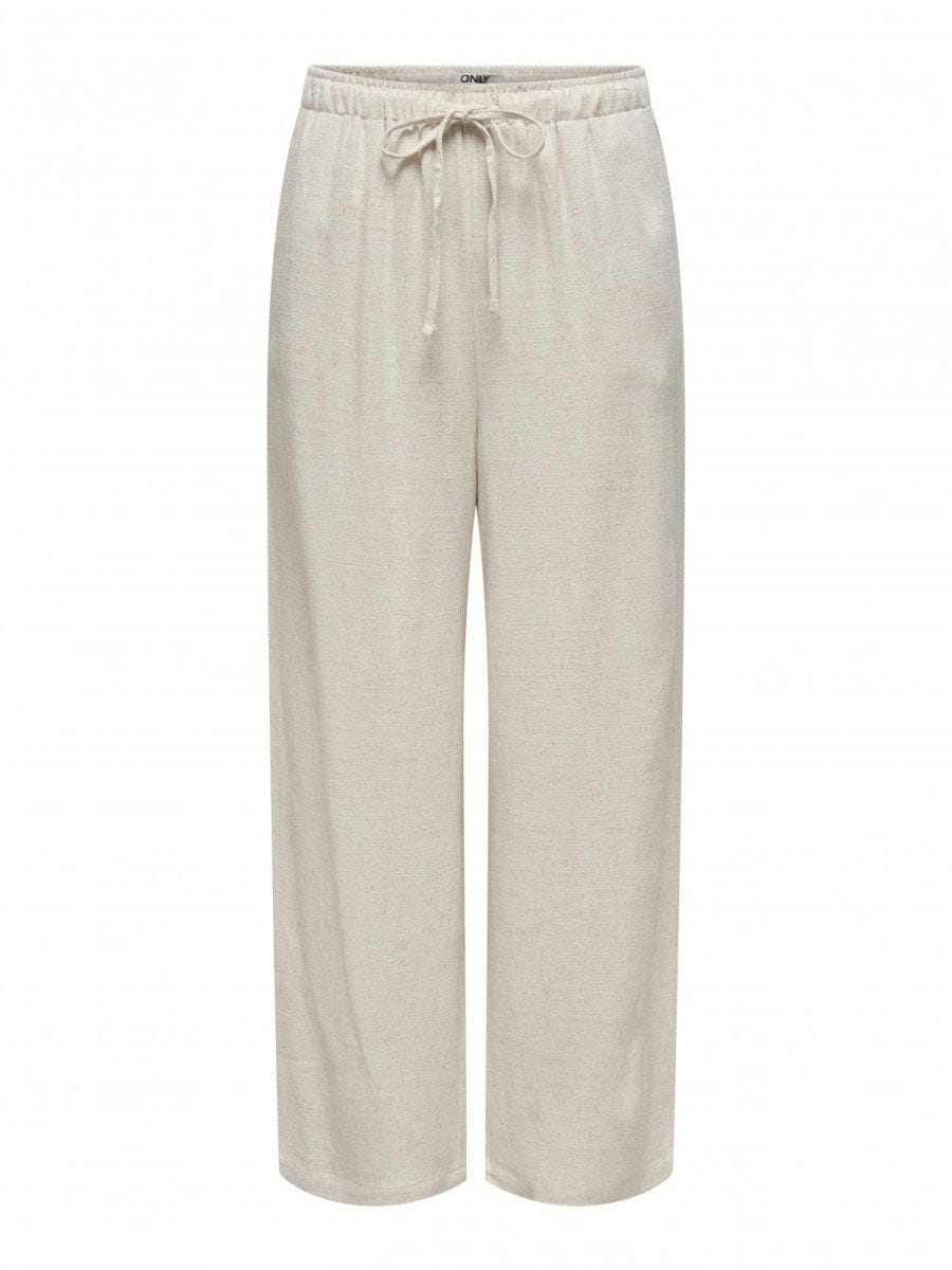 Παντελόνι με λινό ONLY 15322263 - Μπεζ - thefashionproject.gr - ONLY