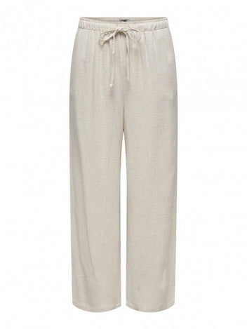 Παντελόνι με λινό ONLY 15322263 - Μπεζ - thefashionproject.gr - ONLY