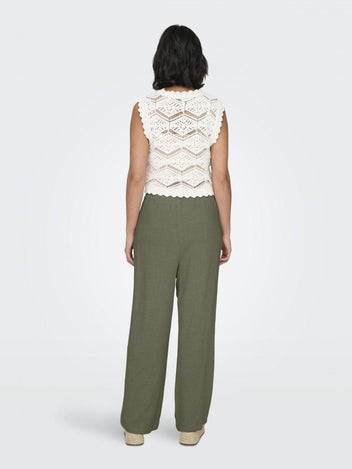 Παντελόνι με λινό ONLY 15322263 - Χακί - thefashionproject.gr - ONLY