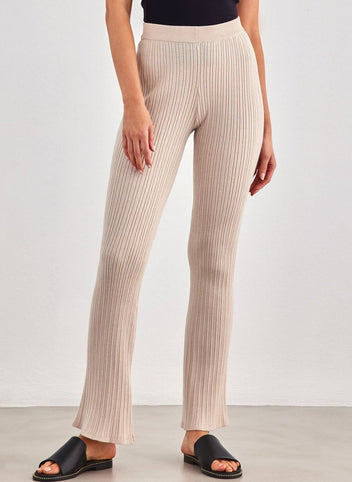 Παντελόνι πλεκτό με flare μπατζάκια ONLY 15310541 - Μπεζ - thefashionproject.gr - ONLY