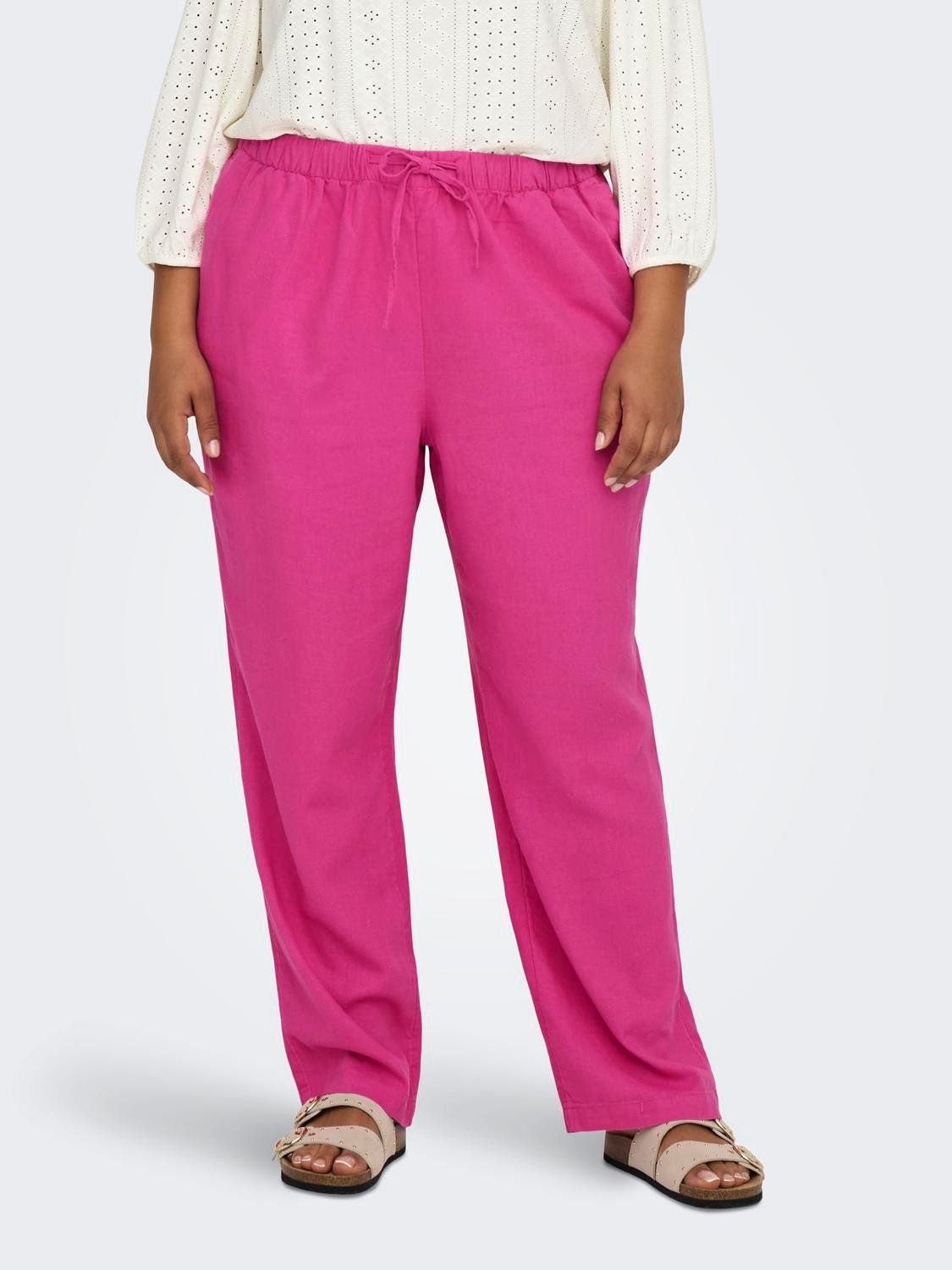 Παντελόνι plus size με λινό CARMAKOMA 15311951 - Φούξια - thefashionproject.gr - CARMAKOMA