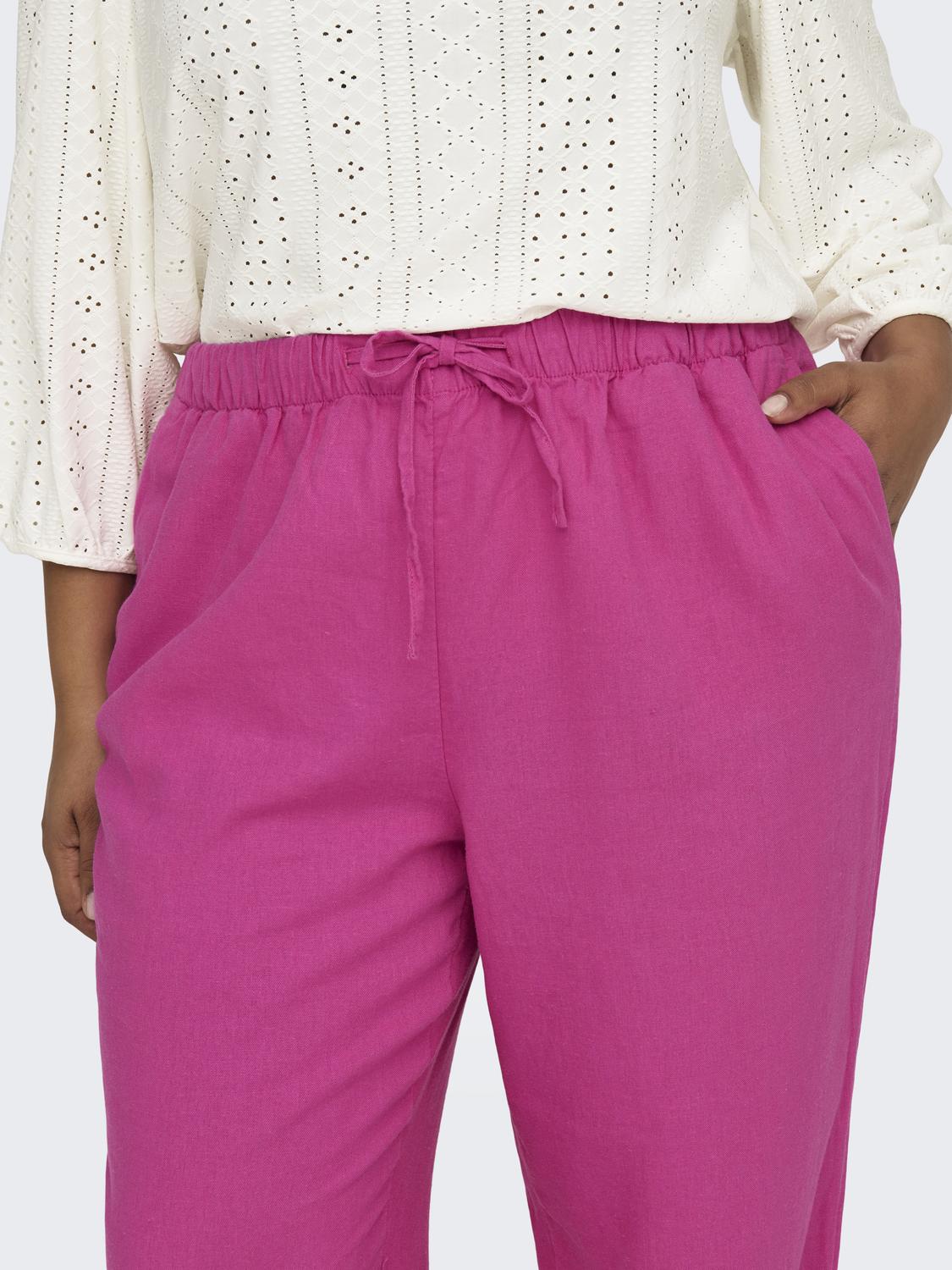 Παντελόνι plus size με λινό CARMAKOMA 15311951 - Φούξια - thefashionproject.gr - CARMAKOMA