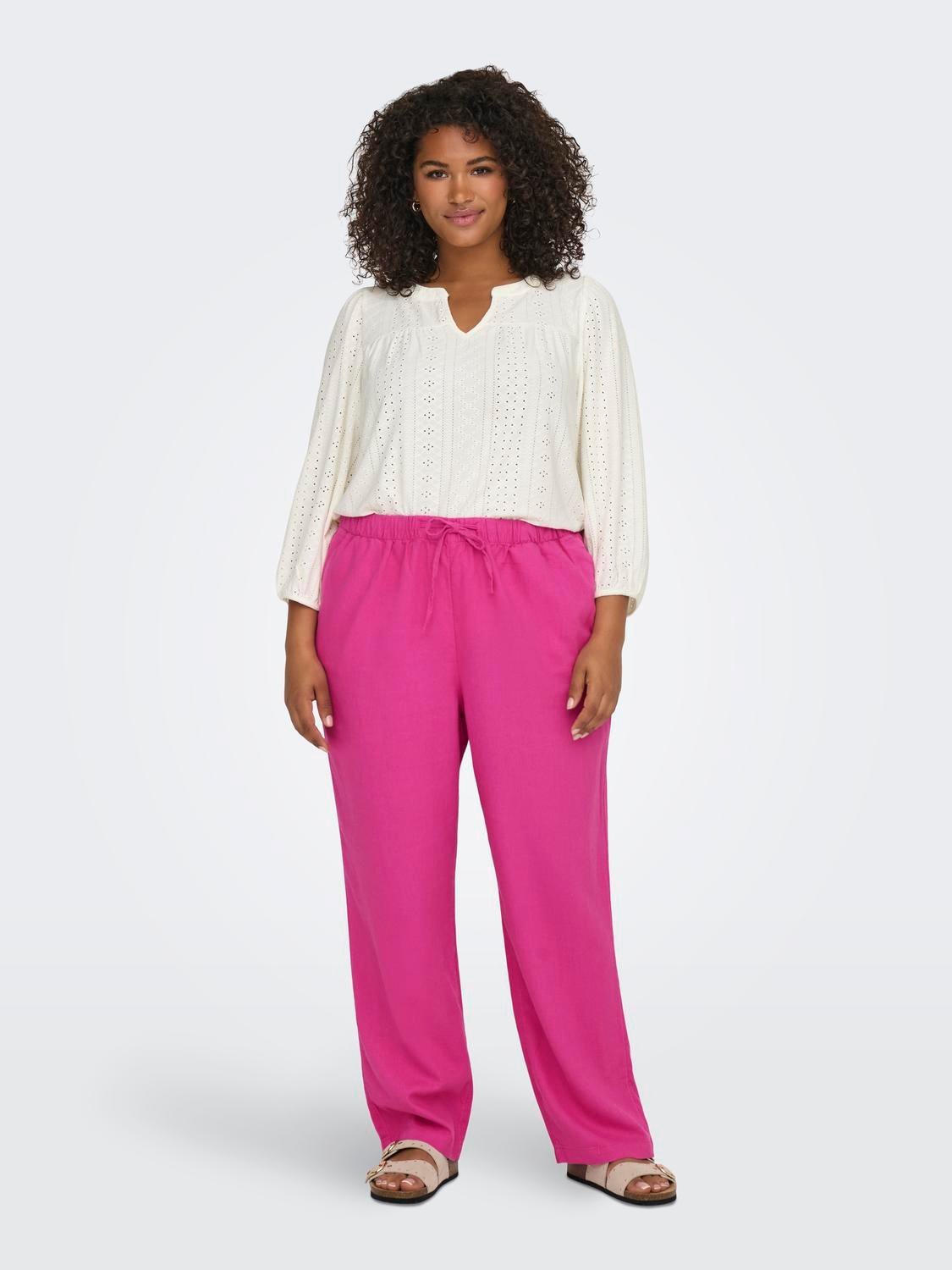 Παντελόνι plus size με λινό CARMAKOMA 15311951 - Φούξια - thefashionproject.gr - CARMAKOMA