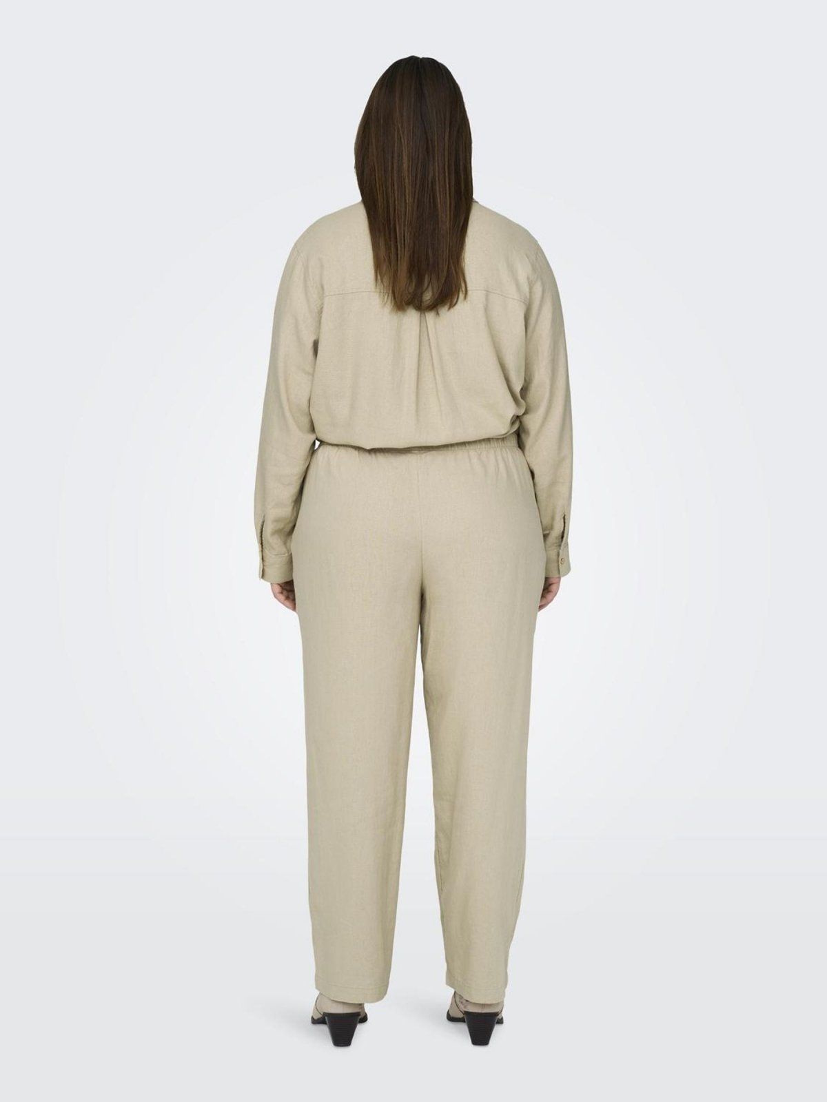 Παντελόνι plus size με λινό CARMAKOMA 15311951 - Μπεζ - thefashionproject.gr - CARMAKOMA
