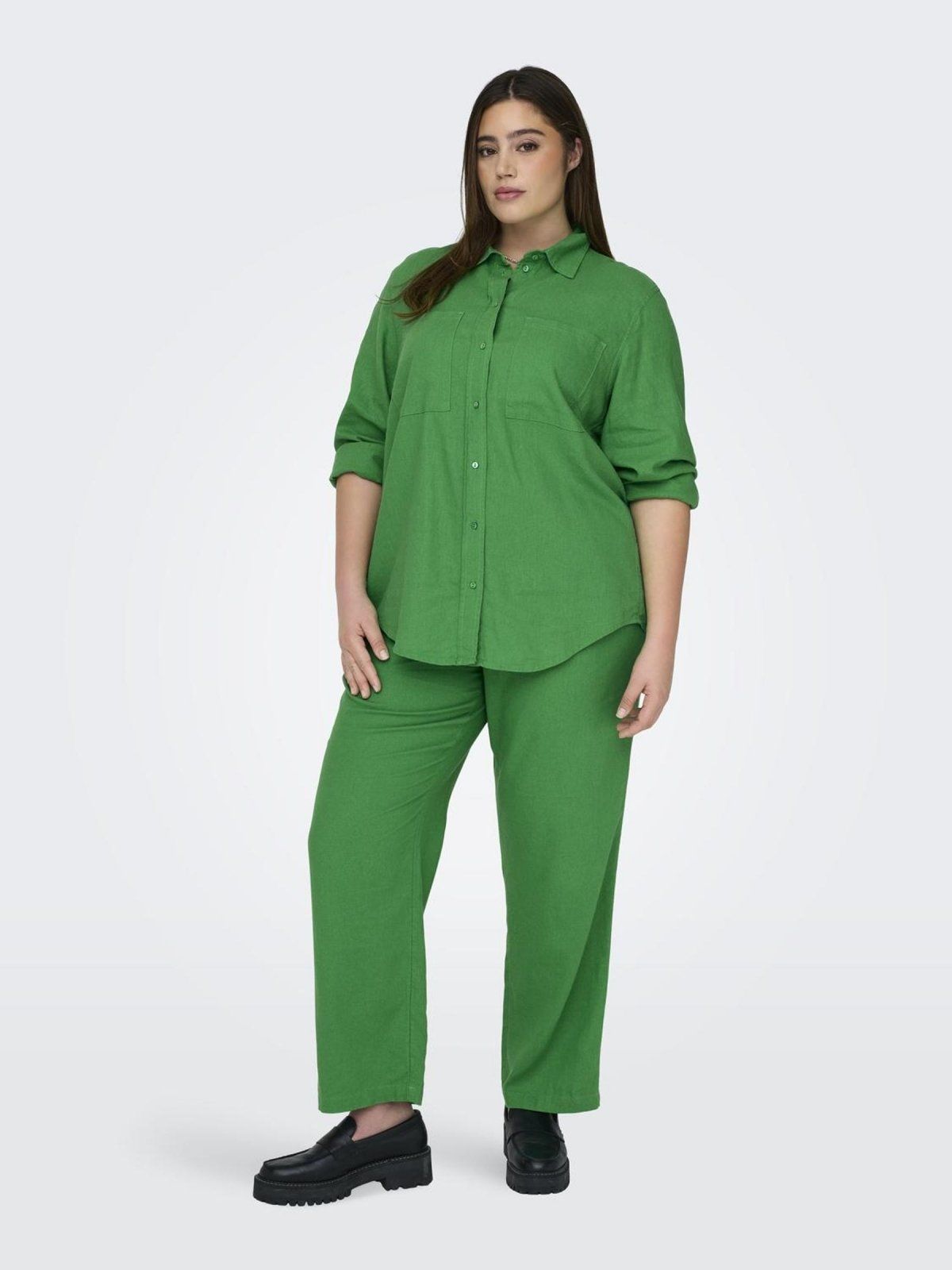 Παντελόνι plus size με λινό CARMAKOMA 15311951 - Πράσινο - thefashionproject.gr - CARMAKOMA
