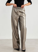 Παντελόνι ψηλόμεσο δερματίνη BISOU - Ασημί - thefashionproject.gr - BISOU