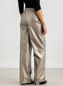 Παντελόνι ψηλόμεσο δερματίνη BISOU - Ασημί - thefashionproject.gr - BISOU