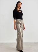 Παντελόνι ψηλόμεσο δερματίνη BISOU - Ασημί - thefashionproject.gr - BISOU