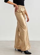 Παντελόνι ψηλόμεσο δερματίνη BISOU - Χρυσό - thefashionproject.gr - BISOU