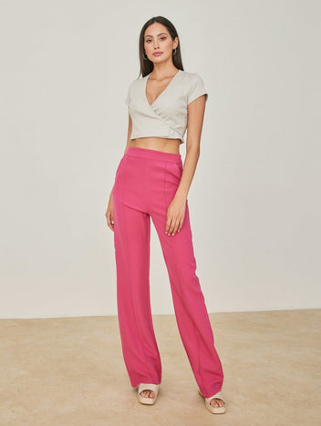 Παντελόνι ψηλόμεσο με κάθετη ραφή - Φούξια - thefashionproject.gr - The Fashion Project
