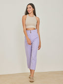 Παντελόνι ψηλόμεσο με τρία κουμπιά - Λιλά - thefashionproject.gr - The Fashion Project