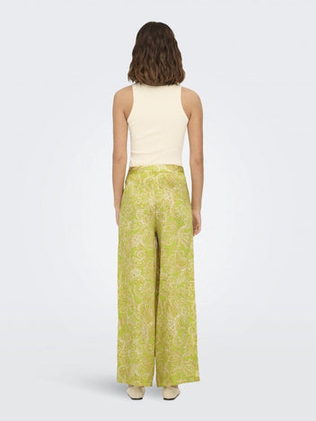 Παντελόνι σατέν με λαχούρια ONLY 15339991 - Lime - thefashionproject.gr - ONLY