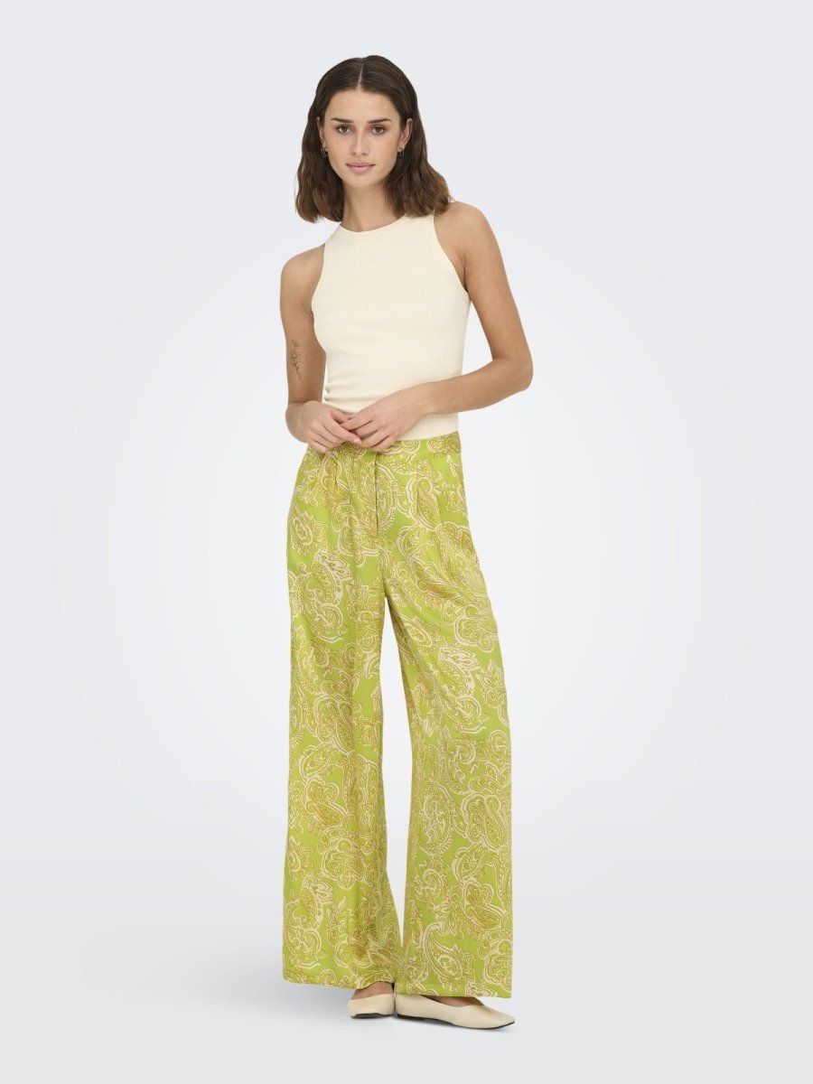 Παντελόνι σατέν με λαχούρια ONLY 15339991 - Lime - thefashionproject.gr - ONLY