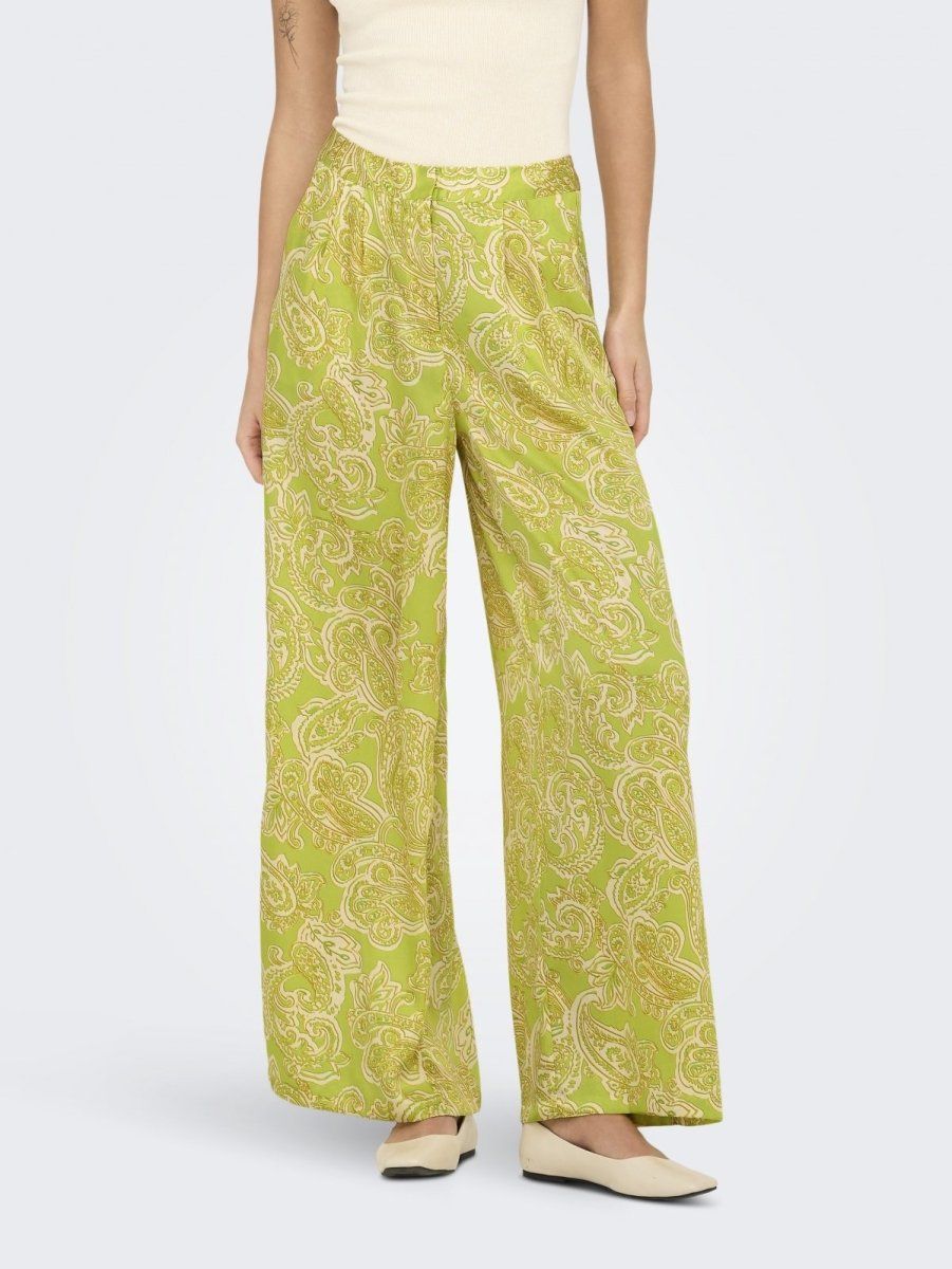 Παντελόνι σατέν με λαχούρια ONLY 15339991 - Lime - thefashionproject.gr - ONLY