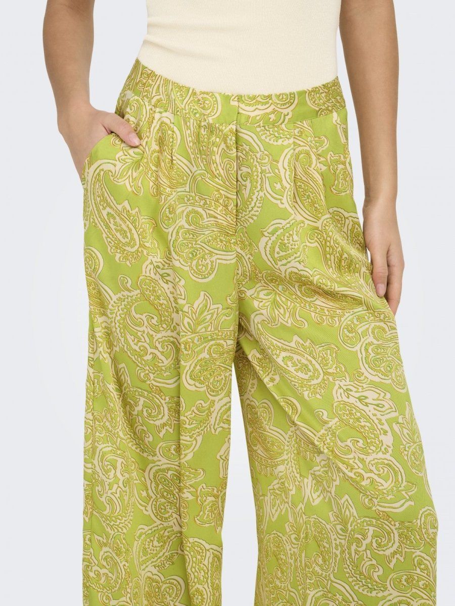 Παντελόνι σατέν με λαχούρια ONLY 15339991 - Lime - thefashionproject.gr - ONLY