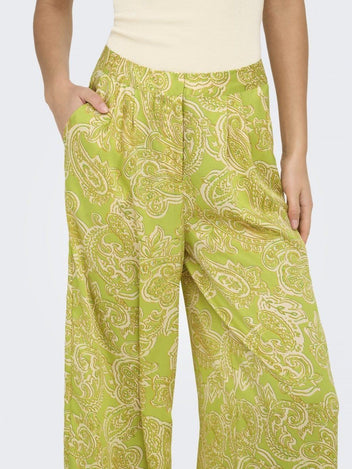 Παντελόνι σατέν με λαχούρια ONLY 15339991 - Lime - thefashionproject.gr - ONLY