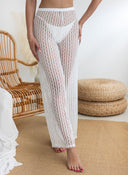 Παντελόνι see through με δαντέλα - Λευκό - thefashionproject.gr - Modern ocean